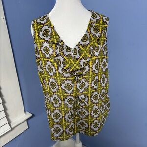 Miss Tina Yellow and White Patterned Blouse